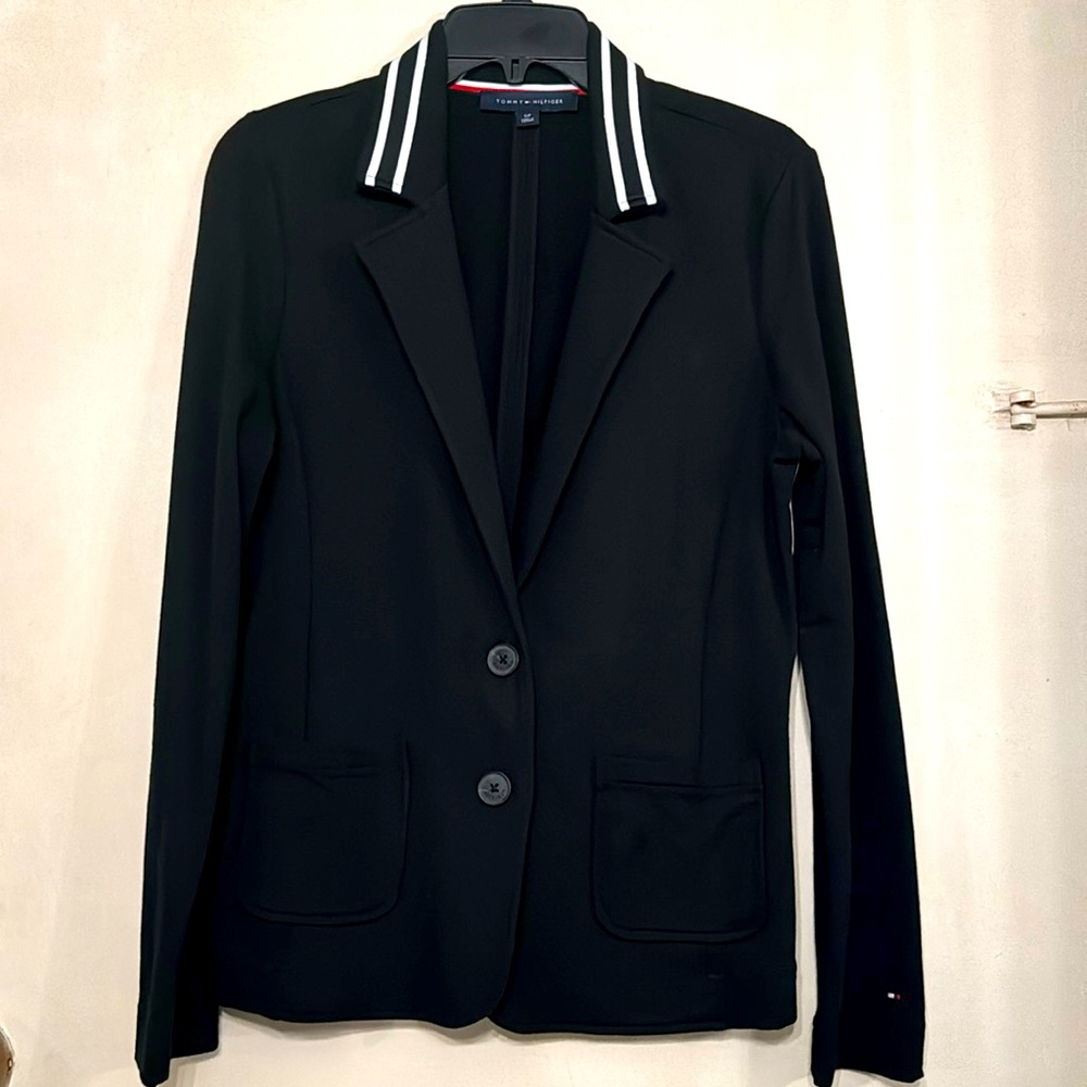 TOMMY HILFIGER Brand new w/o tags black cotton stretch sporty blazer -Size S/P